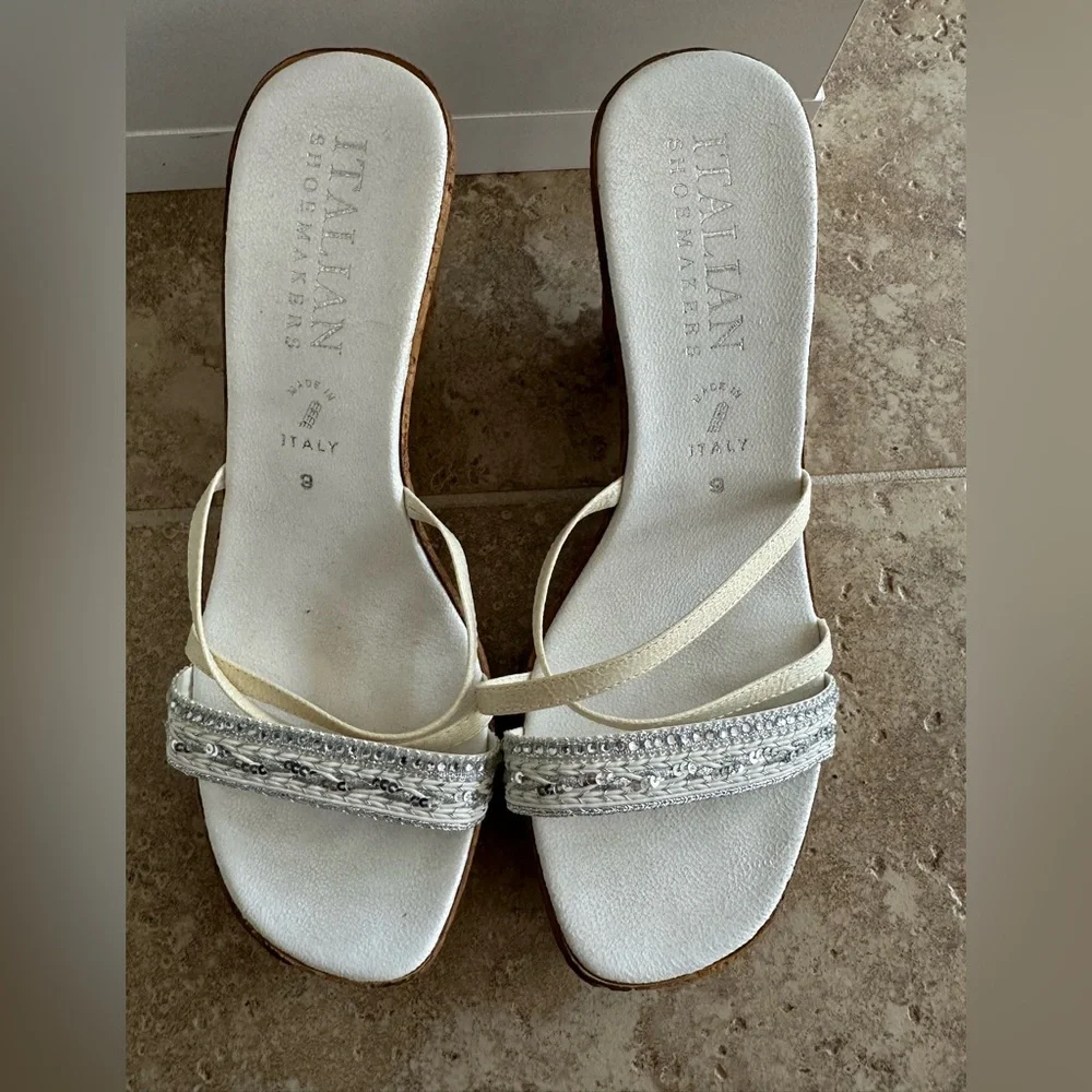 Italian Shoemakers Ivory Beaded Slide Sandals - Picture 2 of 7